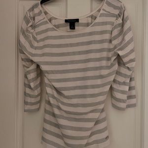 WHBM white/silver striped top